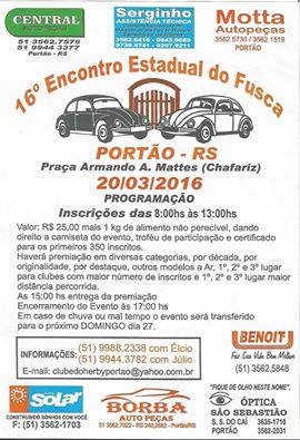 16° Encontro Estatual de Fusca de Portão/RS