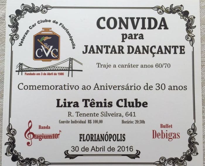 Jantar Dançante 30 Anos de Fundação do VCC Florianópolis