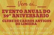 Evento Anual do 39º Aniversário do Clube de Carros Antigos de Limeira/SP